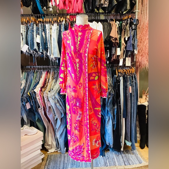 Vintage 1960s Emilio Pucci Neon print Formfit Rugers Maxi Dress - Picture 3 of 7